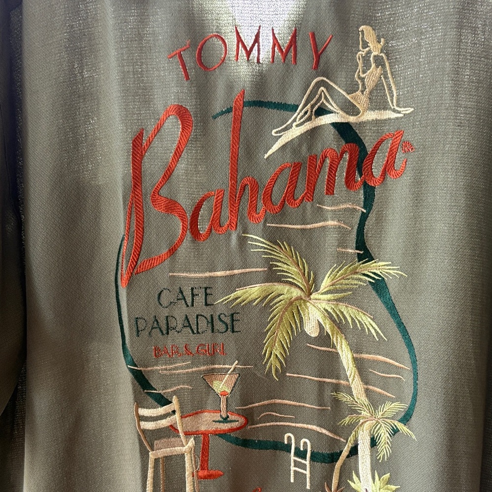 Tommy Bahama Dark Green Tropical Embroidered Shirt - Picture 2 of 6